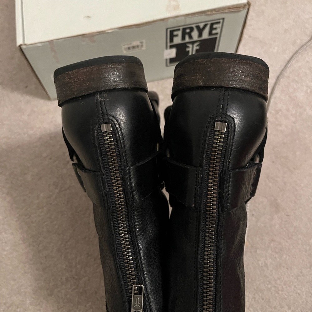 Frye Phillip Harness Black Leather Boots 9.5 - Picture 6 of 10